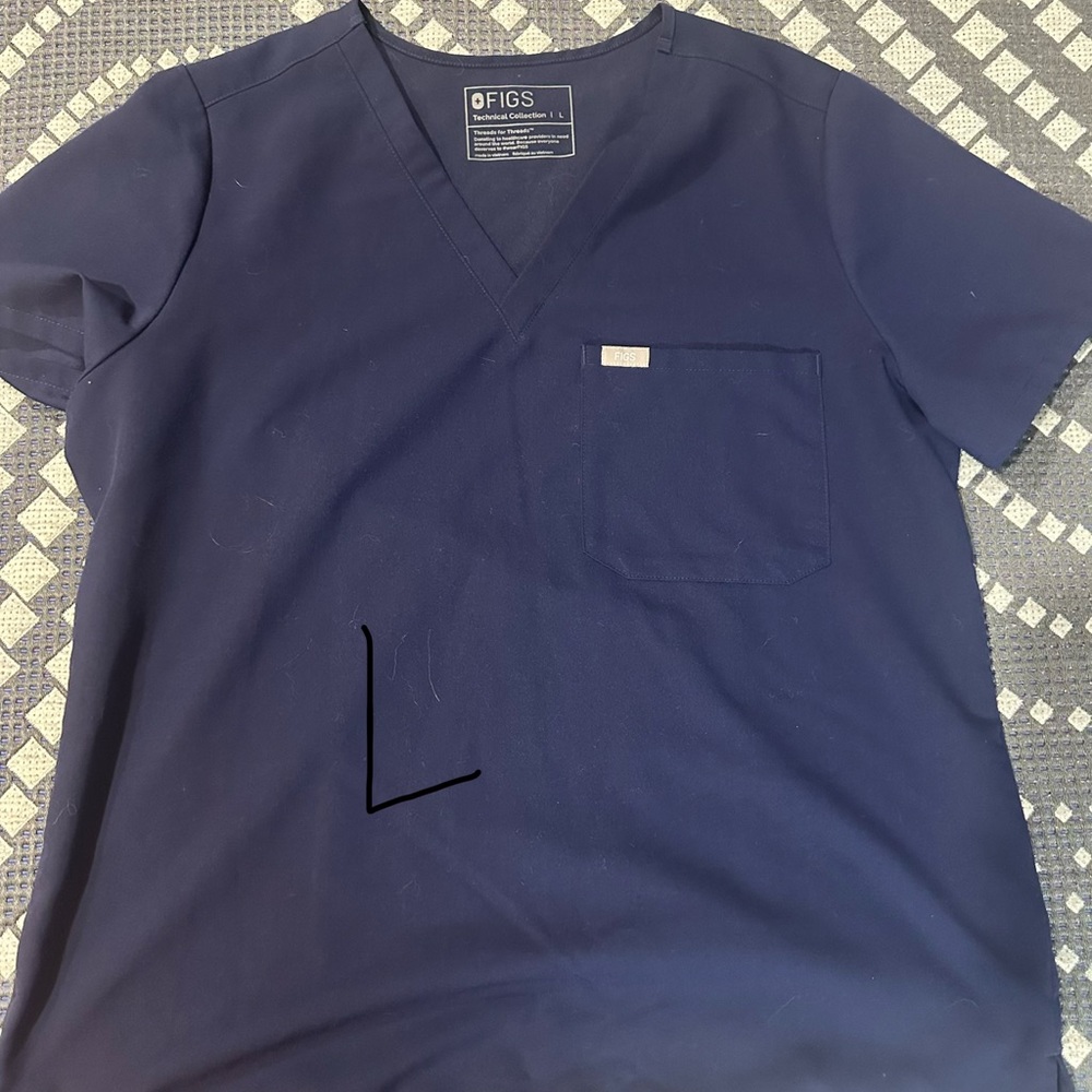 Figs Deep Blue V-Neck Scrub Top
